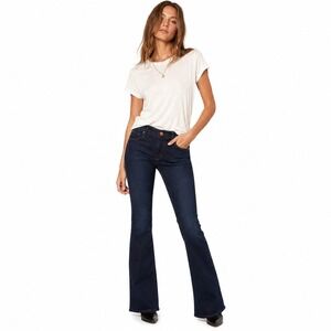 Mother The Runaway Jeans Women 26 Ink & Paper Dark Wash Flare Leg Quiet Luxury